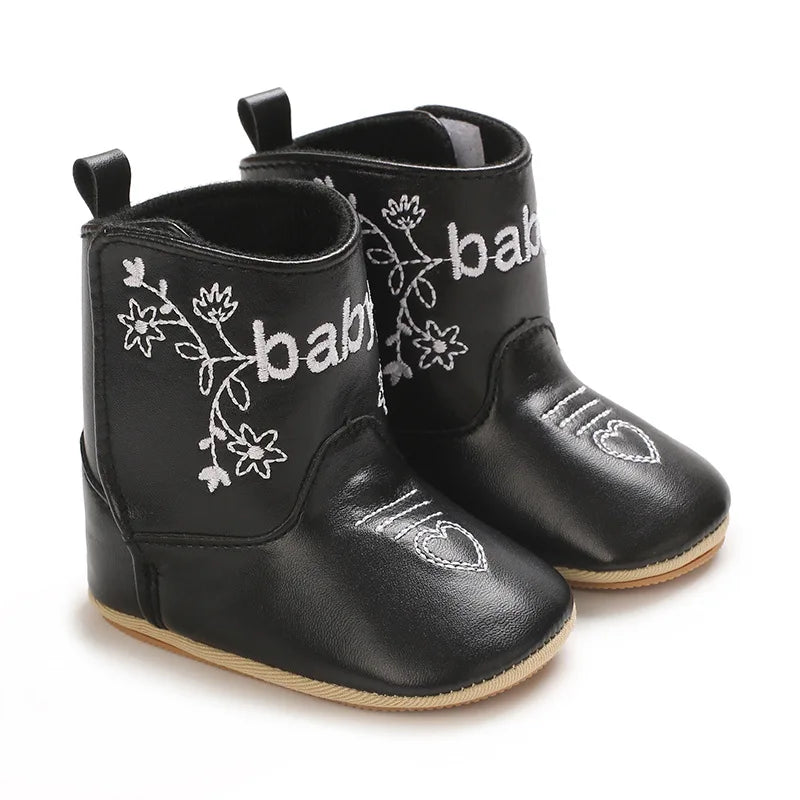 Baby Boots Cute High Quality Soft PU Anti Slip Sole Spring 0-18M First Walkers Newborn Baby Shoes